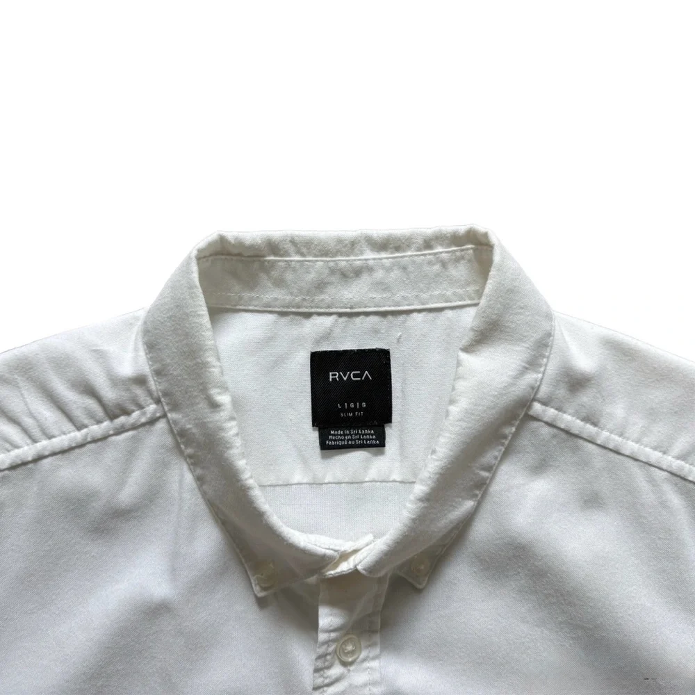 RVCA Men's White Casual Button Down Shirt - Picture 2 of 8